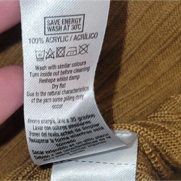 Mens Topman Ribbed Knit Lightweight Turtleneck Sweater in Camel Gold L - Picture 11 of 11